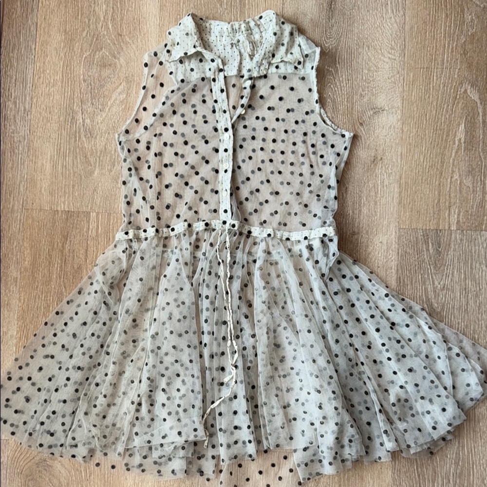 Free People • Flock Dot House Slip Sheer Layer Boho Size S Polka Dot - Picture 3 of 8